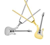 Abaodam Collier Pendentif Guitare en Acier Titane Léger et Surface Lisse, Lot de 2 Pièces, Accessoire Décoratif pour Présents Musicaux