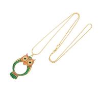 Abaodam Collier Pendentif Hibou en Métal Loupe Grossissement 10X Chaîne Longue pour Pull Femme Accessoire Lecture Petits Caractères Bijou Vintage Élégant et Décoratif