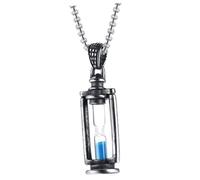 Abaodam Collier Pendentif Homme Acier Titane Design Vintage Sablier Chaîne Fine Carré Masculin