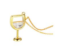 Abaodam Collier Pendentif Tasse en Zircon Brillant Doré Bijou Créatif et Décoratif pour Femmes Accessoire Élégant pour Mariage Soirée et Fête Présent Original