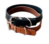 Abaodam Collier pour Chien Cuir de Vache Ajustable Confortable et Résistant XS pour Petits et Moyens Chiens Couleur Marron