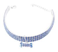 Abaodam Collier pour Chien, Pendentif Os Ajustable, Luxe Bleu | Polyester Léger, Boucle Réglable et Chaîne, pour Promenade Extérieure, Style Chic pour Chien