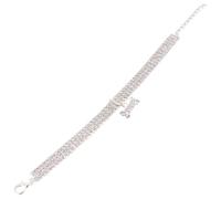 Abaodam Collier pour Chien Pierre Brillante Os Éclatant, Réglable, Chaîne | Boucle Ajustable, Finition Luxe à Paillettes, Blanc, pour Sorties Extérieures et Usage Quotidien