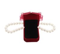 Abaodam Collier pour Chien Porte-bagues en Perles, Accessoire Mariage pour Petit Chien, Pendentif Boîte Bijoux Élégant Nœud Rouge Foncé, Taille S 25cm, pour Fiançailles et Photos