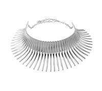 Abaodam Collier Ras Cou Exagéré en Fer Argenté Style Africain, Collier à Grosses Épines Unique pour Femmes et Filles, Accessoire Chic pour Soirée et Rassemblement
