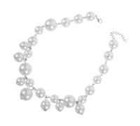 Abaodam Collier Ras du Cou Ajustable en Faux Perles Rondes Blanches, Style Rétro Français Vintage, Bijou Statement Élégant pour Femmes, Mariage, Soirées et Accessoires de Plage
