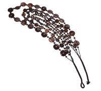 Abaodam Collier Rétro Vintage à Plusieurs Rangs en Perles de Bois de Noix Tissé Artisanale Long Collier Unique pour Femmes Ambiance Estivale