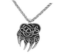 Abaodam Collier Viking Homme Pendentif Ours En Acier Inoxydable Double Face Nordique Bijoux Pour Hommes Métal Solide Accessoire Mode Quotidien