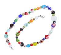 Abaodam Colliers Africains en Perles de Verre Colorées pour Femmes Collier Ras du Cou Élégant de 43 CM, pour Événements et Présents d'Anniversaire