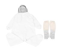 Abaodam Combinaison Apiculture avec Moufles Respirante en Polyester Blanche Protection Complète et Ventilation pour Apiculteur pour Apiculture Saisonnière