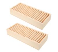 Abaodam Compartiments Amovibles 2 Pièces Boîte en Bois | Finition Naturelle Beige, Séparateurs Détachables, Surface Lisse, Rangement Polyvalent sur Bureau, pour Badges, Fiches