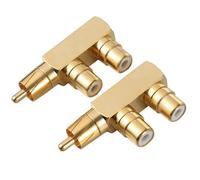 Abaodam Connecteur Répartiteur Audio Résistant à L'oxydation l'usure en Cuivre Plaqué Or 2pcs, Doubleur Mâle vers Deux Femelles pour Cartes Son Professionnelles