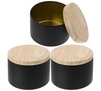 Abaodam Contenant à Bougie et Simple Couvercle Rond, 3 Pièces en Fer | Stockage Multi-usage pour Lotion et Bonbons, Finition Lisse, Usage Maison ou Mariage, Style Moderne