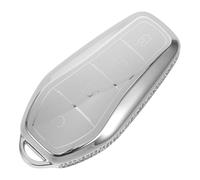 Abaodam Coque Étui Porte-clés de Voiture avec Strass Latéraux, Compatible Modèles Véhicule, Matériau Robuste Antidérapant, Protection Anti-rayures, Étui Clé de Voiture Blanc Côté,