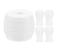 Abaodam Cordon Blanc 2,2 Mm en Polyester 4 Pendentifs en Bois, Set de Remplacement pour Stores, pour Restauration et Décoration, Simple et Élégant
