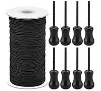 Abaodam Cordon de Stores à Perles Noir 100 Mètres 8 Poids pour Rideaux et Stores Romains, Longueur Réglable, Installation Facile, Ensemble Complet D'accessoires