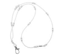 Abaodam Cordon Perlé pour Porte-Clés et Badges d'Identification, Lanière Blanche Longueur Standard, Adapté aux Femmes en Milieu Professionnel et Scolaire