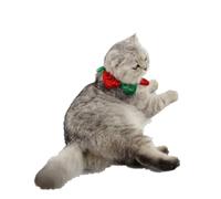 Abaodam Costume de Noël pour Chien Ajustable, Cercle du Cou Rouge Vert | Polyester Léger et Doux, Forme Fleur Ronde, Décor Festif pour Chat et Chien, Usage Noël