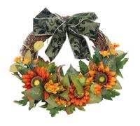 Abaodam Couronne Artificielle Décorative d'automne Tournesols, Feuilles D'érable et Ruban en Coton, Décoration Suspendue pour Porte ou Mur sans Arrosage