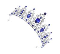 Abaodam Couronne Baroque Argentée et Bleue Foncée en Strass, Diadème de Mariage et Anniversaire, Accessoire Cheveux Royal pour Bal de Fin D'année et Occasions Spéciales, Tiare Élégante