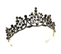 Abaodam Couronne Baroque Vintage Noire en Métal Écologique Léger - Accessoire Coiffure Mariée et Cortège - Décoration de Tête Élégante pour Mariage, Anniversaire et Fêtes - Coiffe Robe