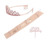 Abaodam Couronne D'anniversaire Élégante Écharpe Satin Blanc et Épingle | Alliage, Lettres Scintillantes, Taille Unique, pour Fête D'anniversaire et Dîner, Accessoire Féminin