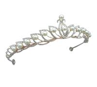 Abaodam Couronne de Mariage Accessoire Élégant Perles Artificielles et en Alliage Argenté pour Mariée pour Anniversaire et Soirée