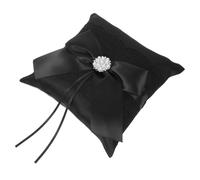Abaodam Coussin Petit et Facile à Transporter Noir avec Ruban Élégant Porte-alliances en Polyester pour Engagements et Décoration Mariage