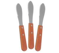 Abaodam Couteau à Tartiner Lame en Acier Inoxydable, Prise Confortable 3pcs en Bois Beurre et Fromage Cuisine et Voyage Pratique