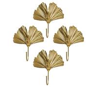 Abaodam Crochets Muraux Décoratifs Style Nordique Forme Feuille de Ginkgo Lot de 4 en Métal Or Robustes et Élégants Simple et Naturel pour Maison et Porche