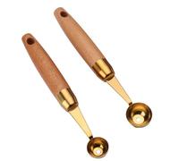 Abaodam Cuillères à Melon en Acier Inoxydable 2pcs Manche en Bois Sapele, Faciles à Nettoyer, pour Cantaloup et Pastèque en Restaurant ou Boutique de Desserts