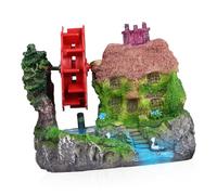 Abaodam Décor Aquarium Maison Chaumière avec Roue à Eau Miniature Résine Ornement Paysager Sécurisé Et Cachette pour Poissons Accessoire Micro Scène pour Aquarium Et Bassin