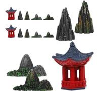 Abaodam Décor Miniature Montagne Pavillon Pont en Résine pour Bonsaï | Modèle Compact et Portable, Style Réaliste aux Couleurs Simples, pour Succulentes, Jardinières et Mousse