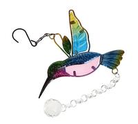 Abaodam Décoration attrape-soleil avec boule de cristal et pendentif colibri Belle décoration pour jardin, porche, balcon, chaîne durable, superbe réflexion de la lumière