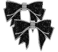 Abaodam Décoration de Chaussures Soi-même pour Garçon et Filles, Paire de Nœuds en Strass Noir, Accessoire DIY Fait Main pour Embellir Chaussures Fille Garçon, Ornements Décoratifs Légers