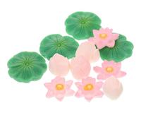 Abaodam Décoration de Lotus Simulée pour Aquarium 12 Pièces en Résine Fleurs de Lotus, Feuilles et Boutons Assortis, Ornement de Paysage Aquatique pour Micro-Paysage et Couleur Aléatoire
