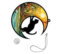 Abaodam Décoration Murale Chat Suspendu Sur Lune En Acrylique Coloré, Ornement Vitrail Pour Fenêtre, Décoration D'intérieur Terrasse Jardin, Suspendue Design Éclatant Solide