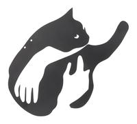 Abaodam Décoration Murale en Métal Chat Câlin pour Intérieur et Extérieur Silhouette Noire Épaisse en Fer Art Mural Suspendu Ornements pour Salon Terrasse Jardin