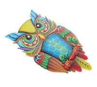 Abaodam Décoration Murale Hibou en Fer Bleu pour Jardin et Salon, Pendaison de Crémaillère Robuste et Polyvalente, Art Mural Simple et Vivant