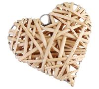 Abaodam Décoration Suspendue Cœur 10 Cm en Rotin Tressé Beige, Ornement Mural Rustique pour Maison et Fête, Pendentif Boule Cœur Suspendu, Décoration Chambre Salon Naturelle et Originale