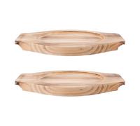 Abaodam Dessous de Plat en Bois Naturel 2pcs avec Double Poignées, Isolant Thermique pour Surfaces Cuisine et Plats Chauds, Accessoire la Cuisine Élégant et Facile à Nettoyer