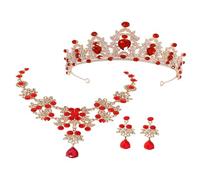 Abaodam Diadème Couronne, Collier et Boucles D’oreilles en Cristaux pour Mariée et Demoiselle D’honneur, Bijoux Élégants pour Cérémonie et Fête