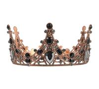 Abaodam Diadème Couronne Vintage en Strass pour Femme, Alliage Doré, Taille Moyenne, Accessoire Mariage et Costume Baroque, Bandeau Coiffure Princesse Cérémonie