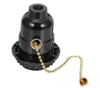Abaodam Douille E27 Interrupteur à Tirette en Bakélite Noire, 7.2X7.2X7.2 CM, Dissipation Thermique pour Lampe de Table et Lampadaire