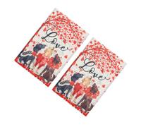 Abaodam Drapeau de Jardin Double Face Saint-Valentin 2 Pcs Décoration Extérieure Guirlande de Roses Rouges Drapeau de Bienvenue pour Piscine et Pelouse Ambiance Romantique et Festive