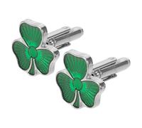 Abaodam Ensemble 2 Boutons de Manchette Trèfle Amulette en Métal Robuste Petits Boutons de Manchette Irlandais pour Chemise Clips pour Couvre-Boutons Homme Accessoires Polyvalents pour