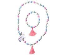 Abaodam Ensemble 2 Pièces Collier et Bracelet Licorne pour Garçon et Filles en Perles de Bois Colorées Bijou Garçon et Filles Accessoire Déguisement Anniversaire Présent