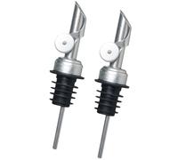 Abaodam Ensemble 2pcs Becs Verseurs en Acier Inoxydable Argenté avec Mécanisme Automatique, Facile à Démonter, Anti-Goutte pour Bouteilles D'huile et Vin avec Bouchon