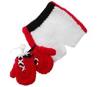 Abaodam Ensemble Bébé Boxeur Noir Taille 150 Tenue pour Séance Photo de -Né Garçon en Coton Doux Respirant Costume au Crochet Fait Main pour Photos Naissance et Accessoires Bébé