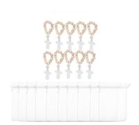 Abaodam Ensemble de 10 Bracelets Chapelets de Doigt en Bois Pendentif Crucifix et Pochette en Filet, Présents Catholiques pour Baptême, Mariage et Fête